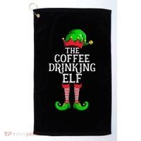 Coffee Drinking Elf Family Matching Group Christmas Golf Towel thumb 0