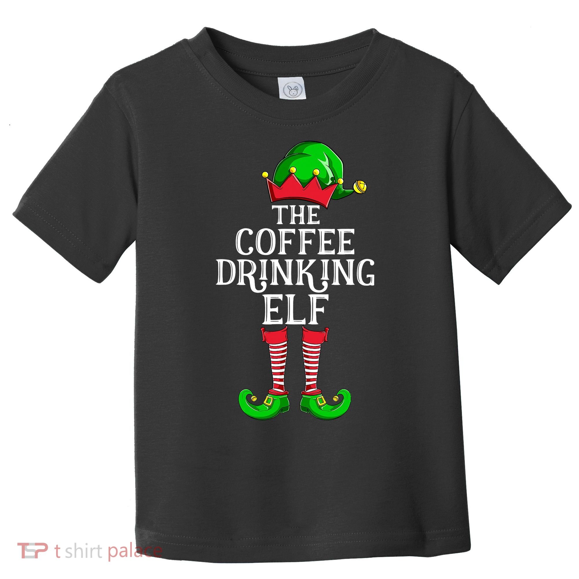 Coffee Drinking Elf Family Matching Group Christmas Toddler T-Shirt