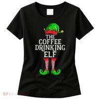 Coffee Drinking Elf Family Matching Group Christmas Women's T-Shirt thumb 0