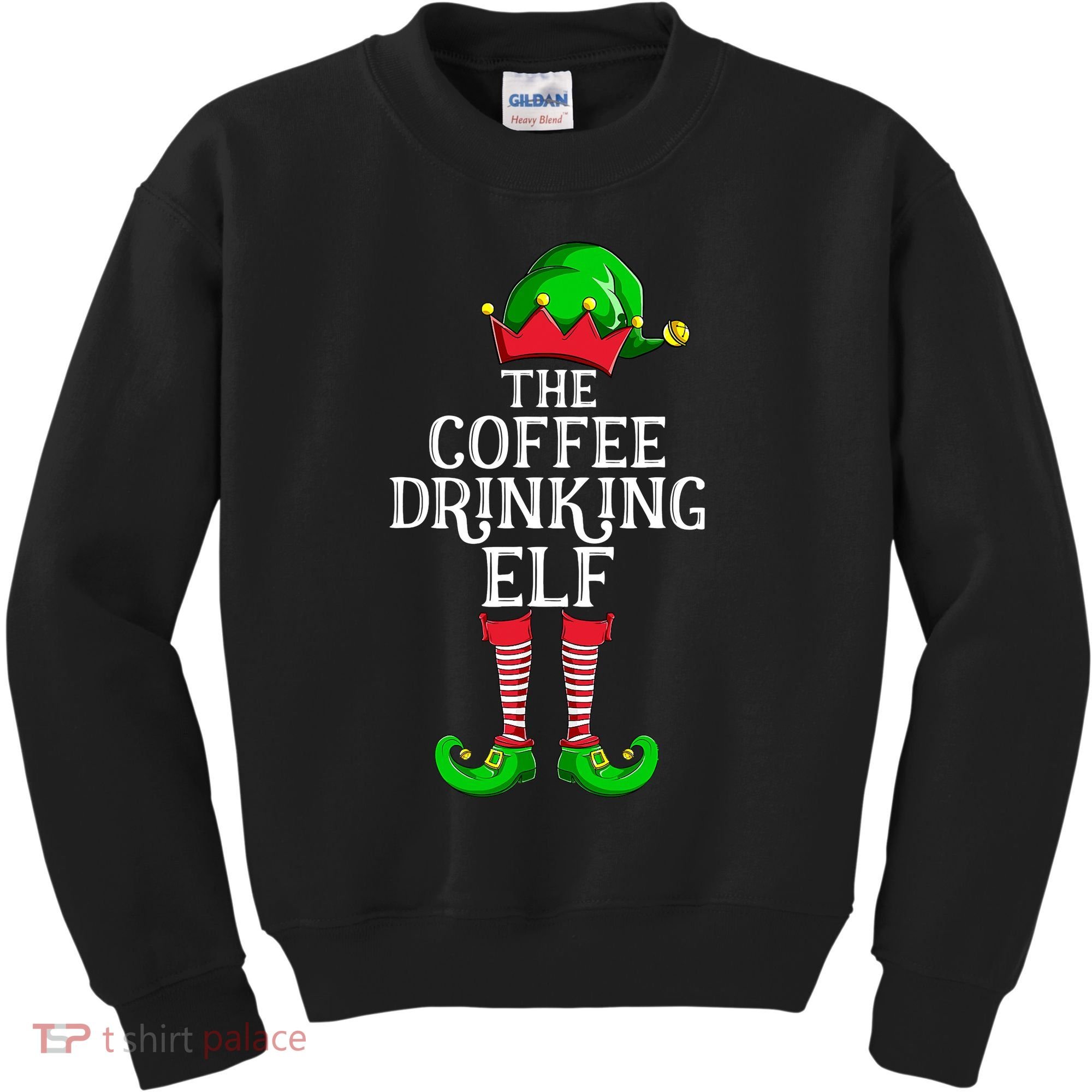 Coffee Drinking Elf Family Matching Group Christmas Kids Sweatshirt