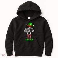 Coffee Drinking Elf Family Matching Group Christmas Kids Hoodie thumb 0
