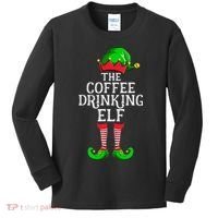 Coffee Drinking Elf Family Matching Group Christmas Kids Long Sleeve Shirt thumb 0