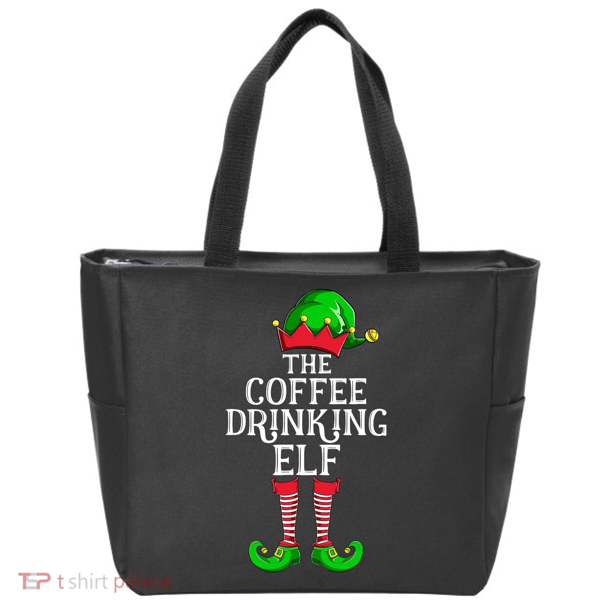 Coffee Drinking Elf Family Matching Group Christmas Tote Bag