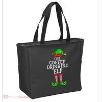 Coffee Drinking Elf Family Matching Group Christmas Tote Bag thumb 2