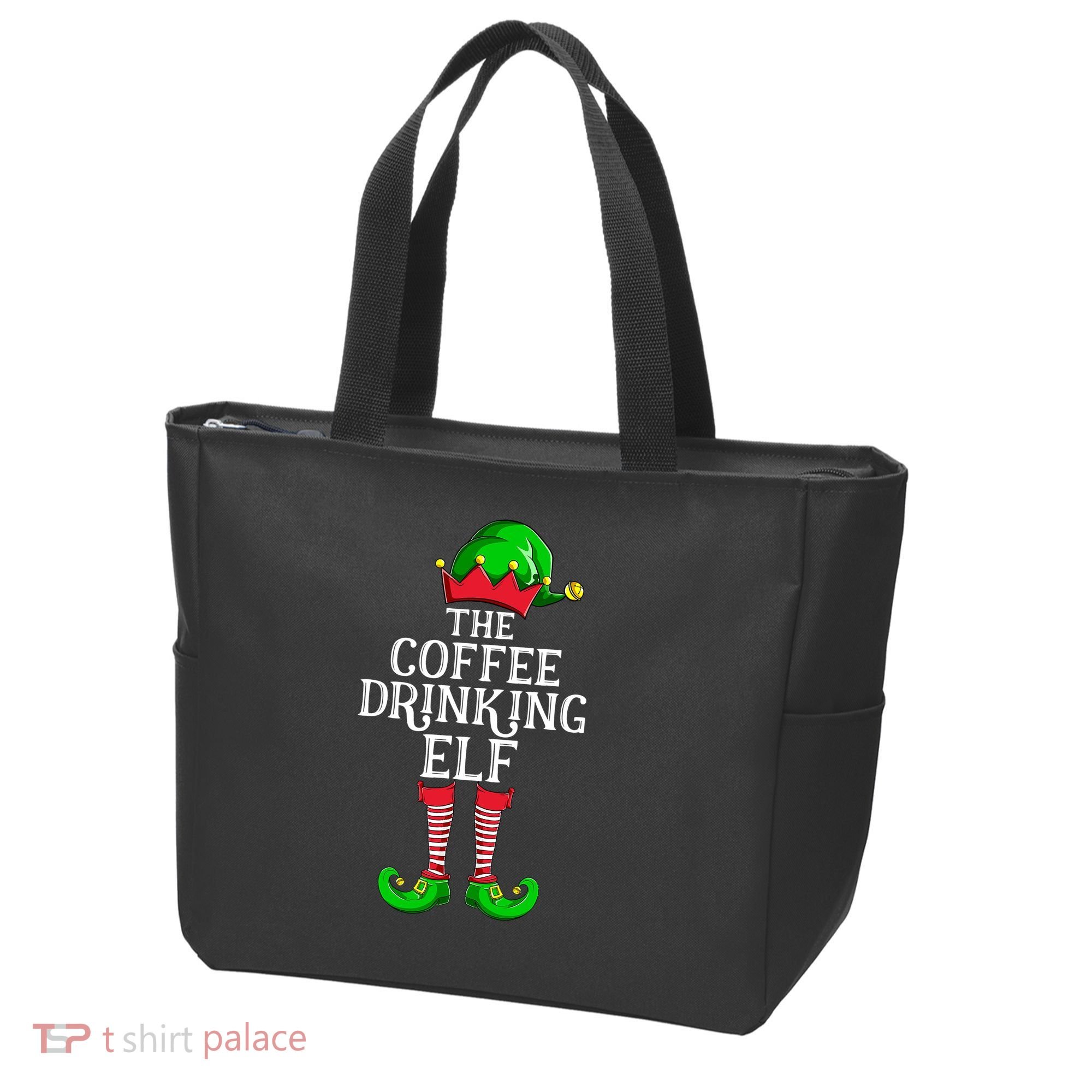 Coffee Drinking Elf Family Matching Group Christmas Tote Bag