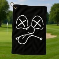 Cartoon Dead Eyes Face Golf Towel thumb 1