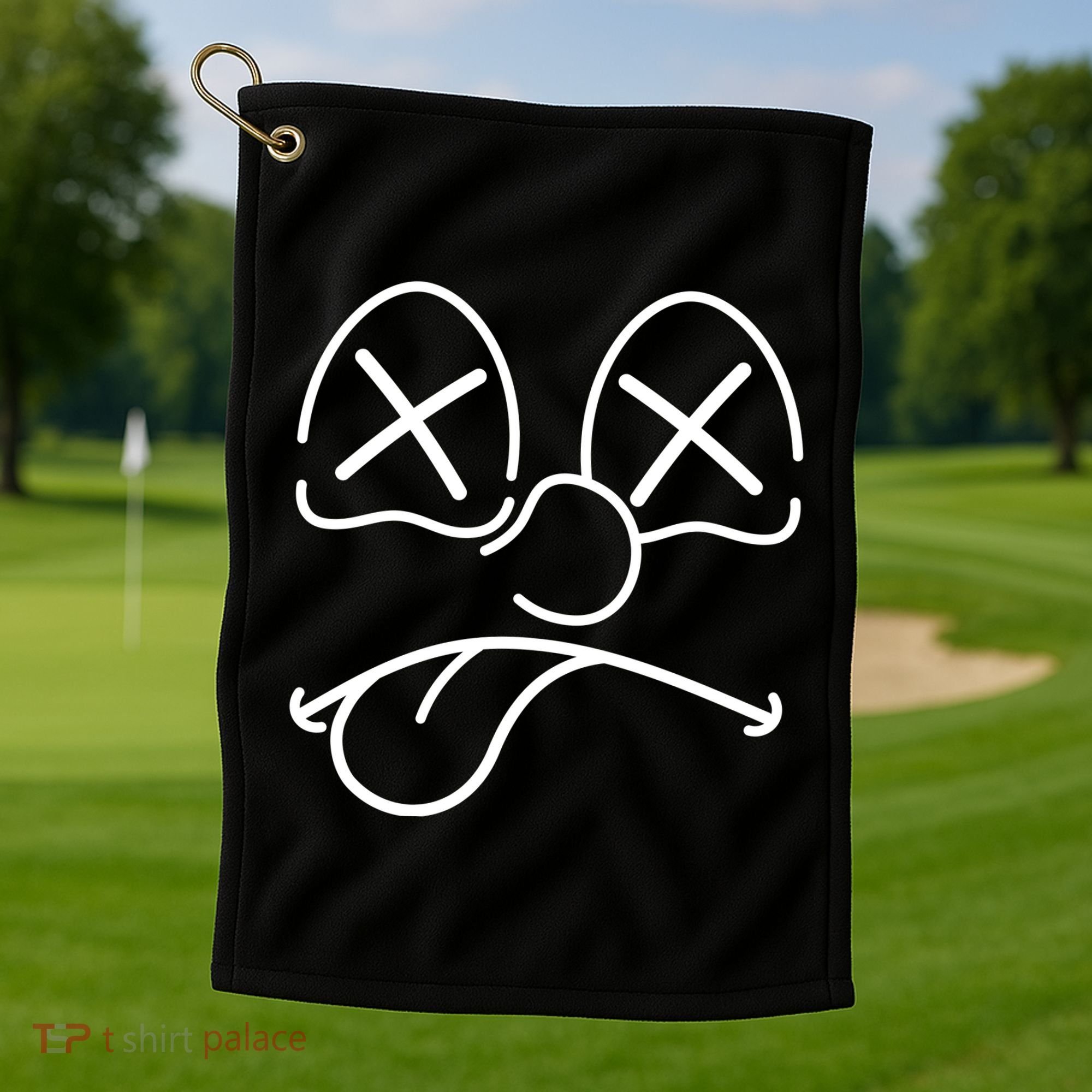 Cartoon Dead Eyes Face Golf Towel