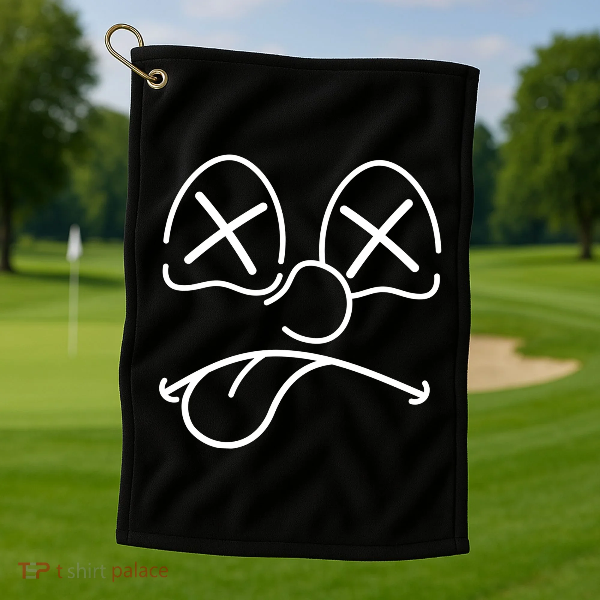 Cartoon Dead Eyes Face Golf Towel