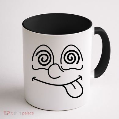 Cartoon Dizzy Eyes Face Coffee Mug back