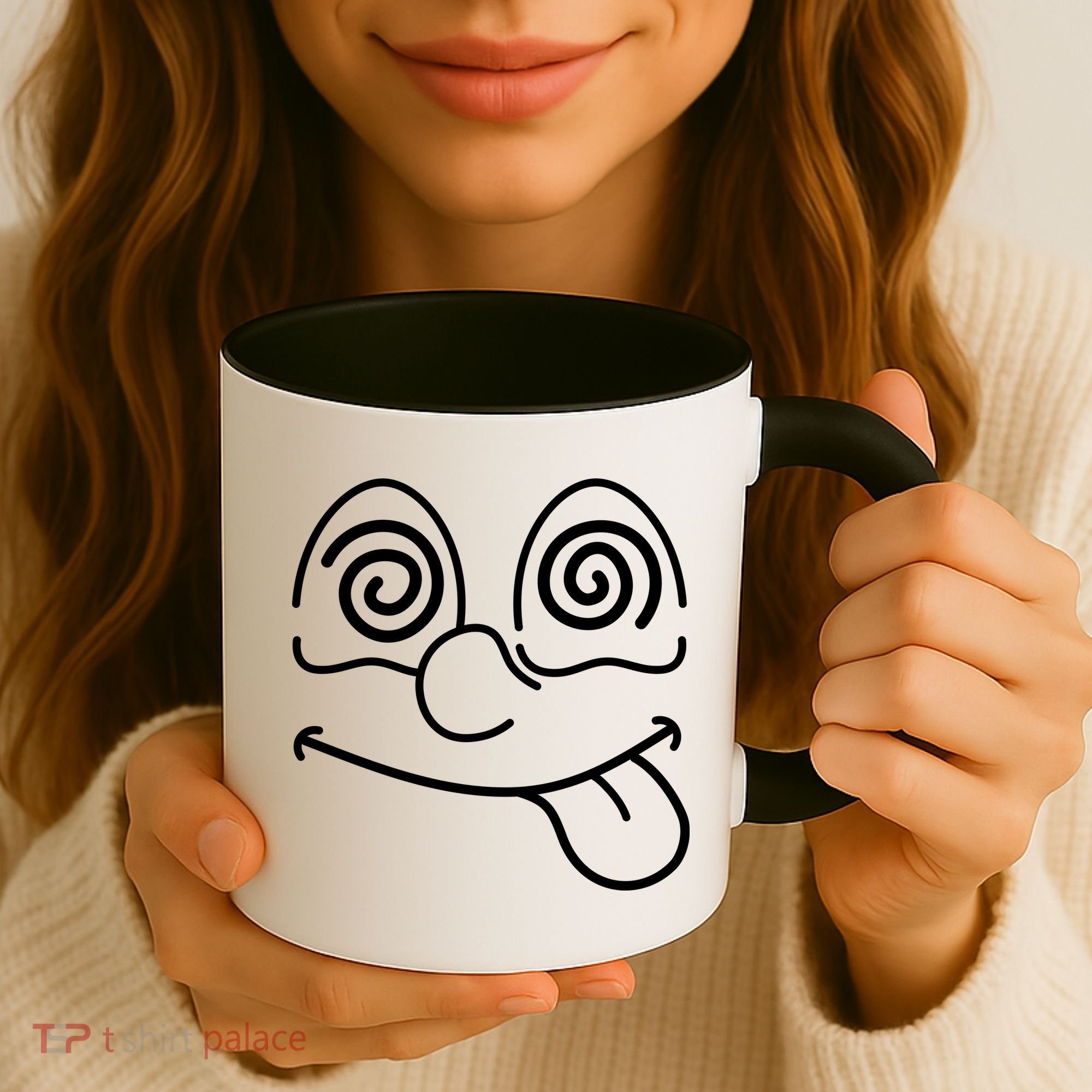 Cartoon Dizzy Eyes Face Coffee Mug