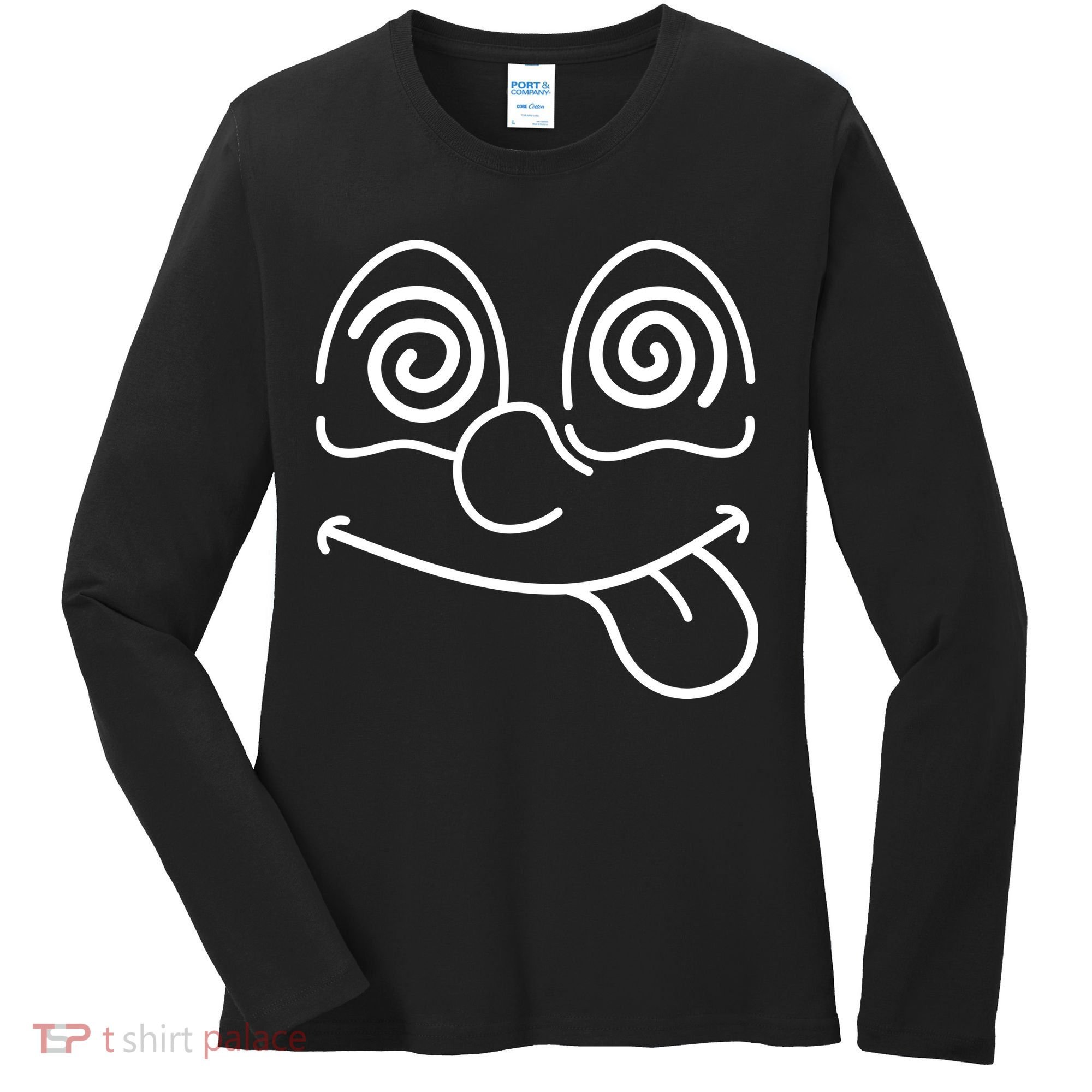 Cartoon Dizzy Eyes Face Women's Long Sleeve Shirt