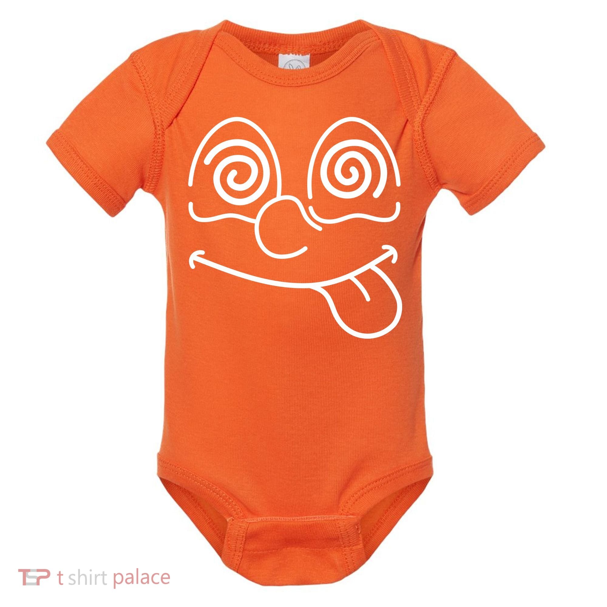 Cartoon Dizzy Eyes Face Baby Bodysuit