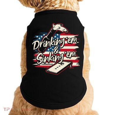 Cornhole Drinking Em Sinking Em 4th Of July Doggie Tank