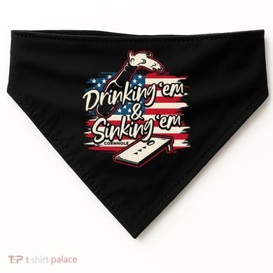 Cornhole Drinking Em Sinking Em 4th Of July USA-Made Doggie Bandana