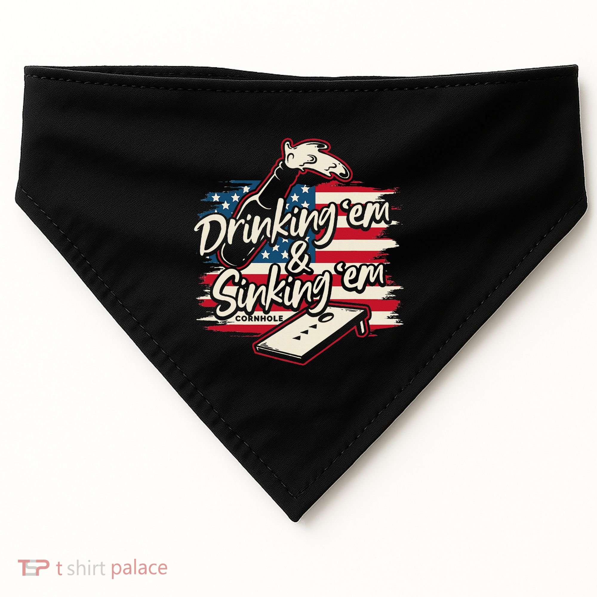 Cornhole Drinking Em Sinking Em 4th Of July USA-Made Doggie Bandana