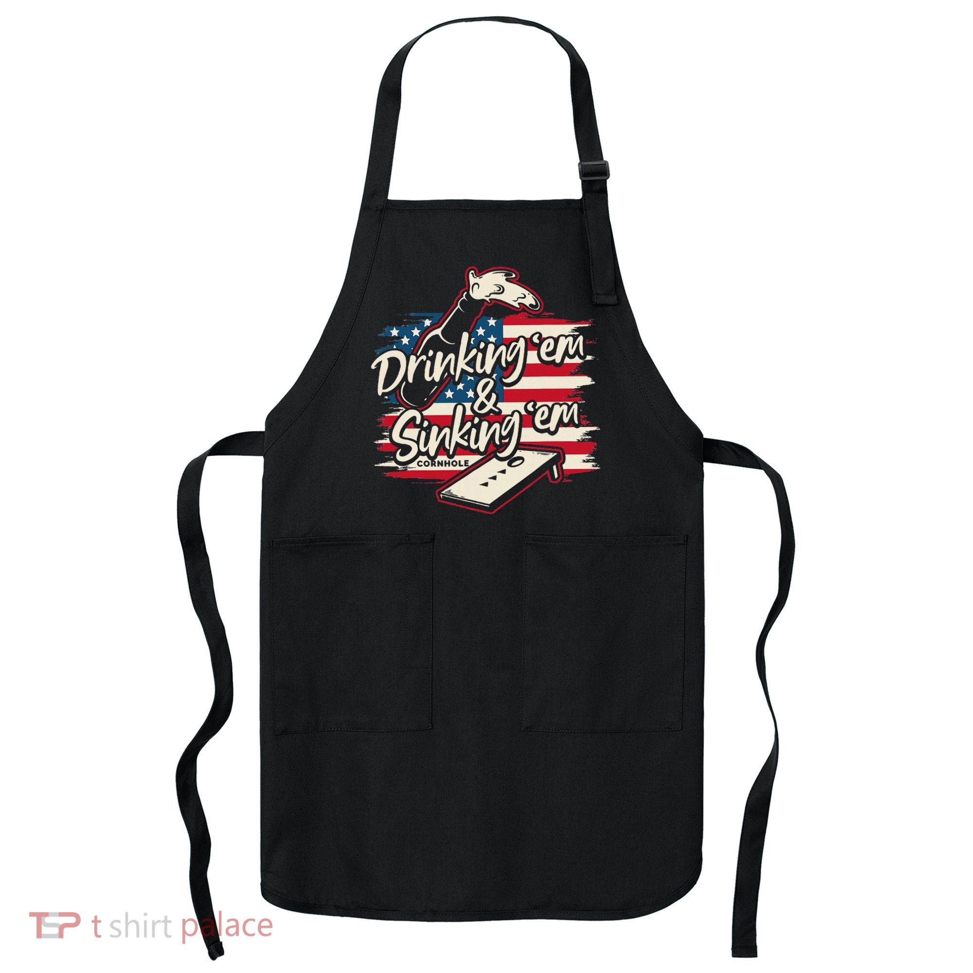 Cornhole Drinking Em Sinking Em 4th Of July Apron