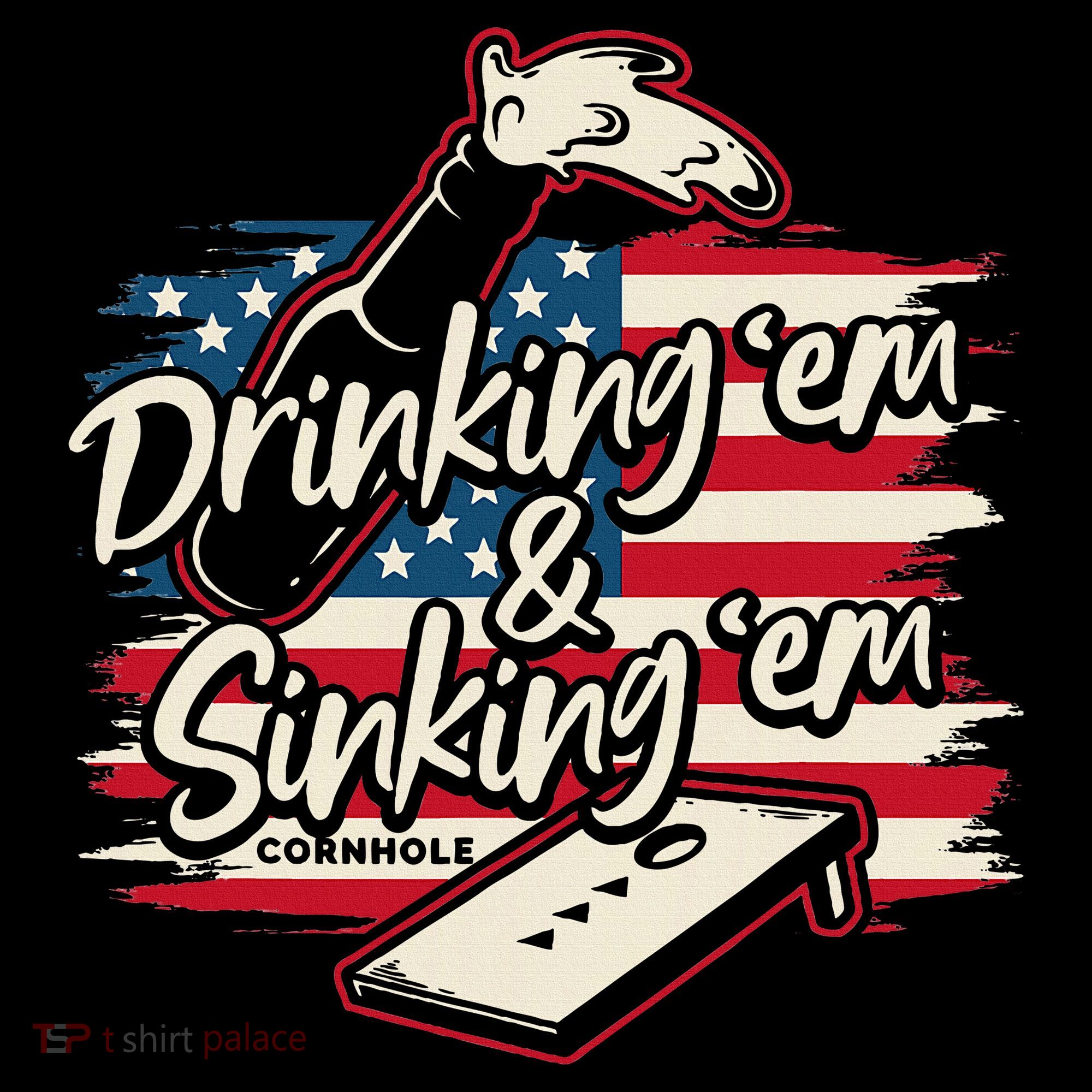 Cornhole Drinking Em Sinking Em 4th Of July Button