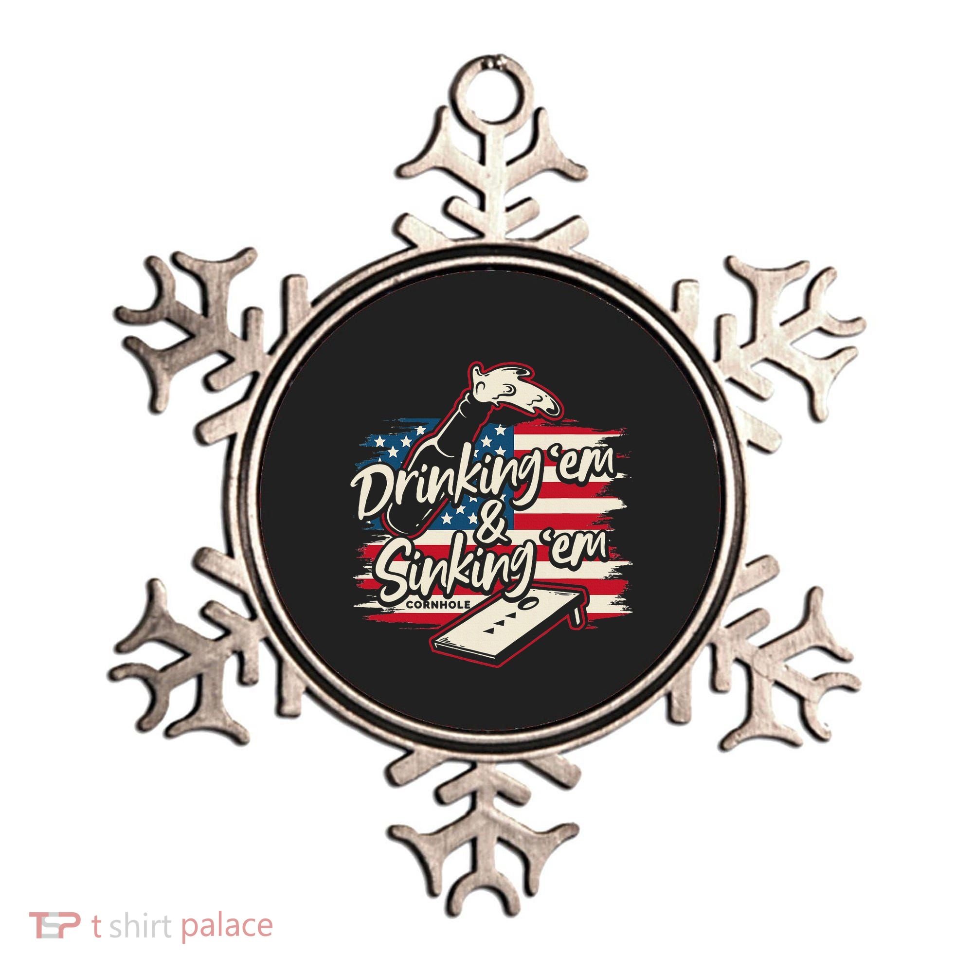 Cornhole Drinking Em Sinking Em 4th Of July Ornament