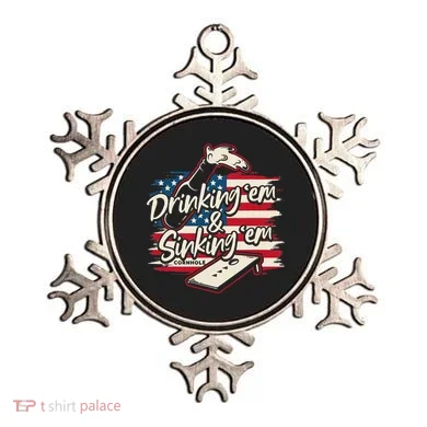 Cornhole Drinking Em Sinking Em 4th Of July Ornament