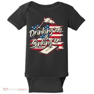 Cornhole Drinking Em Sinking Em 4th Of July Baby Bodysuit