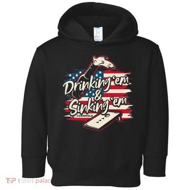 Cornhole Drinking Em Sinking Em 4th Of July Toddler Hoodie