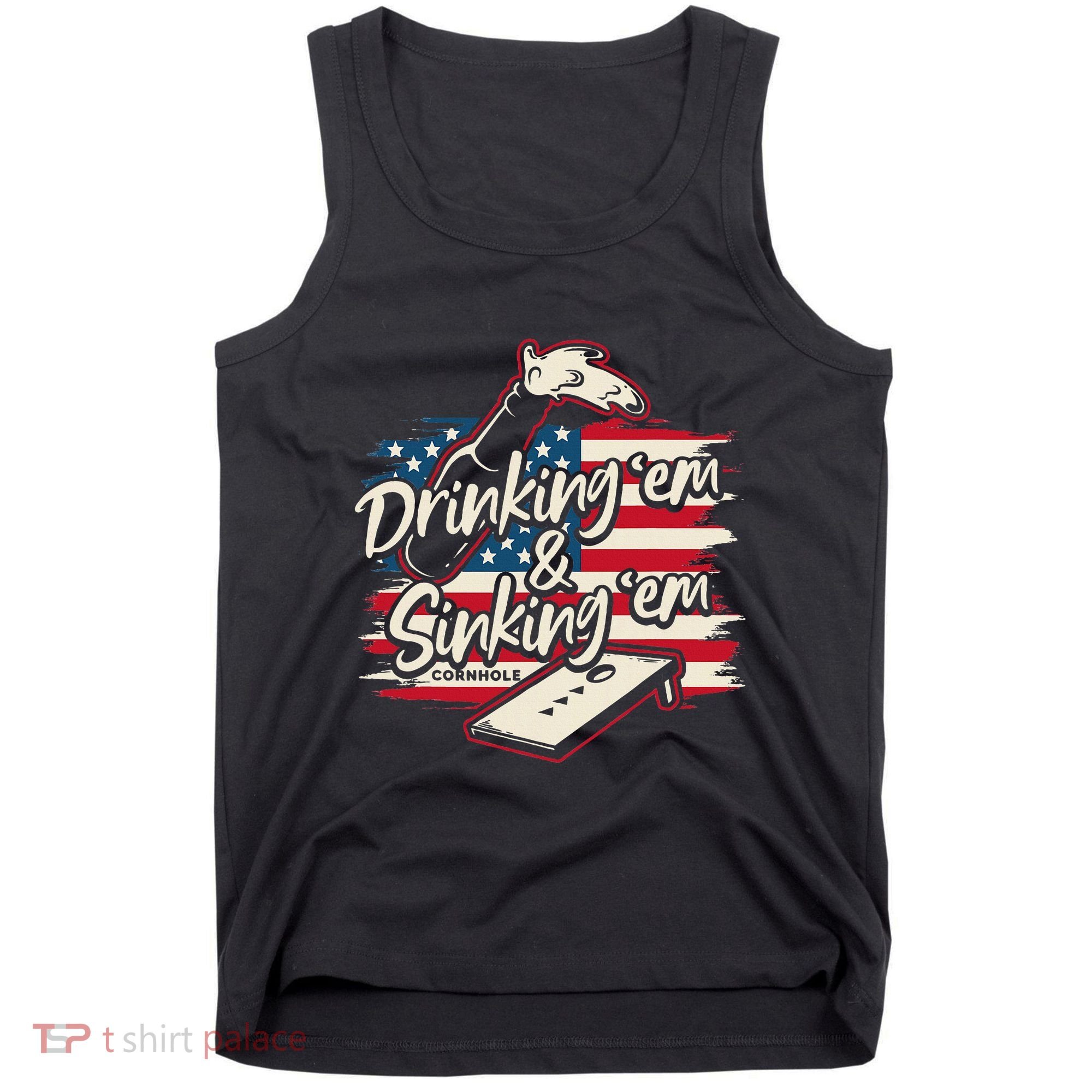 Cornhole Drinking Em Sinking Em 4th Of July Tank Top