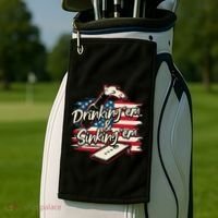 Cornhole Drinking Em Sinking Em 4th Of July Golf Towel thumb 2