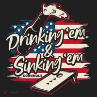 Cornhole Drinking Em Sinking Em 4th Of July Golf Towel thumb 3