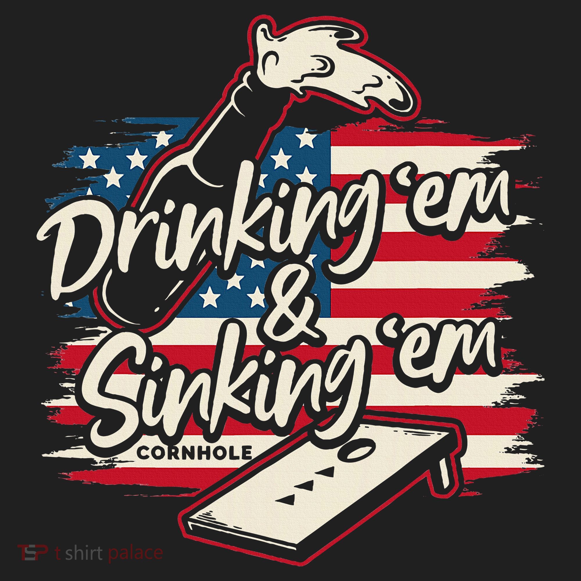 Cornhole Drinking Em Sinking Em 4th Of July Golf Towel