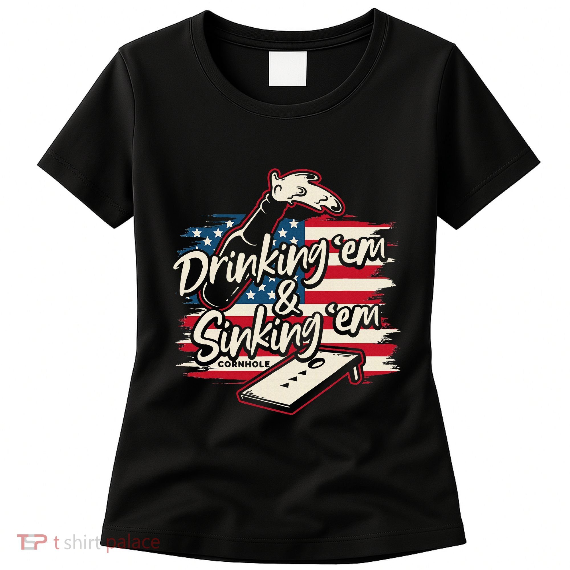 Cornhole Drinking Em Sinking Em 4th Of July Women's T-Shirt