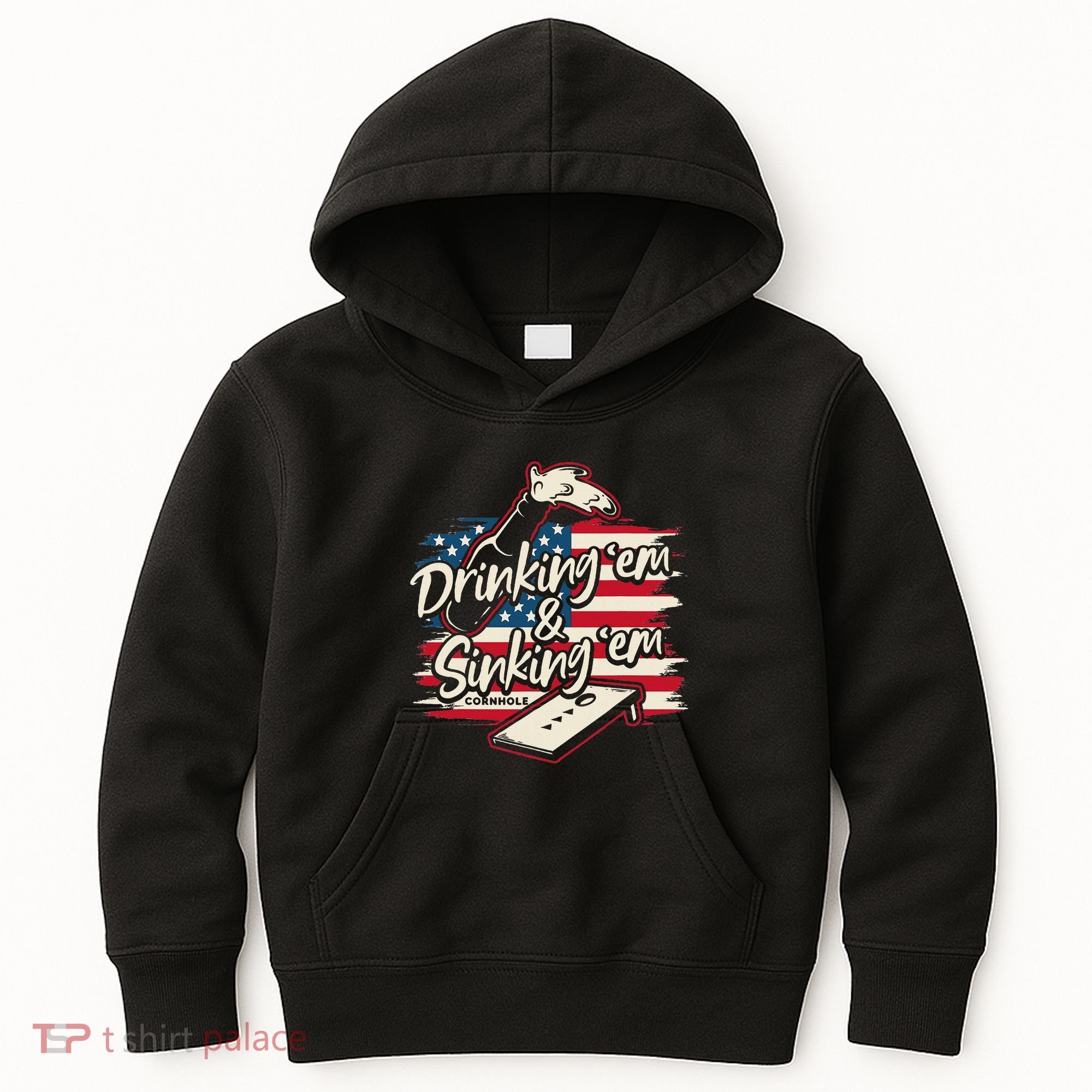 Cornhole Drinking Em Sinking Em 4th Of July Kids Hoodie