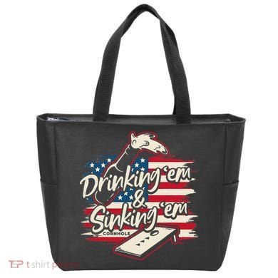 Cornhole Drinking Em Sinking Em 4th Of July Tote Bag