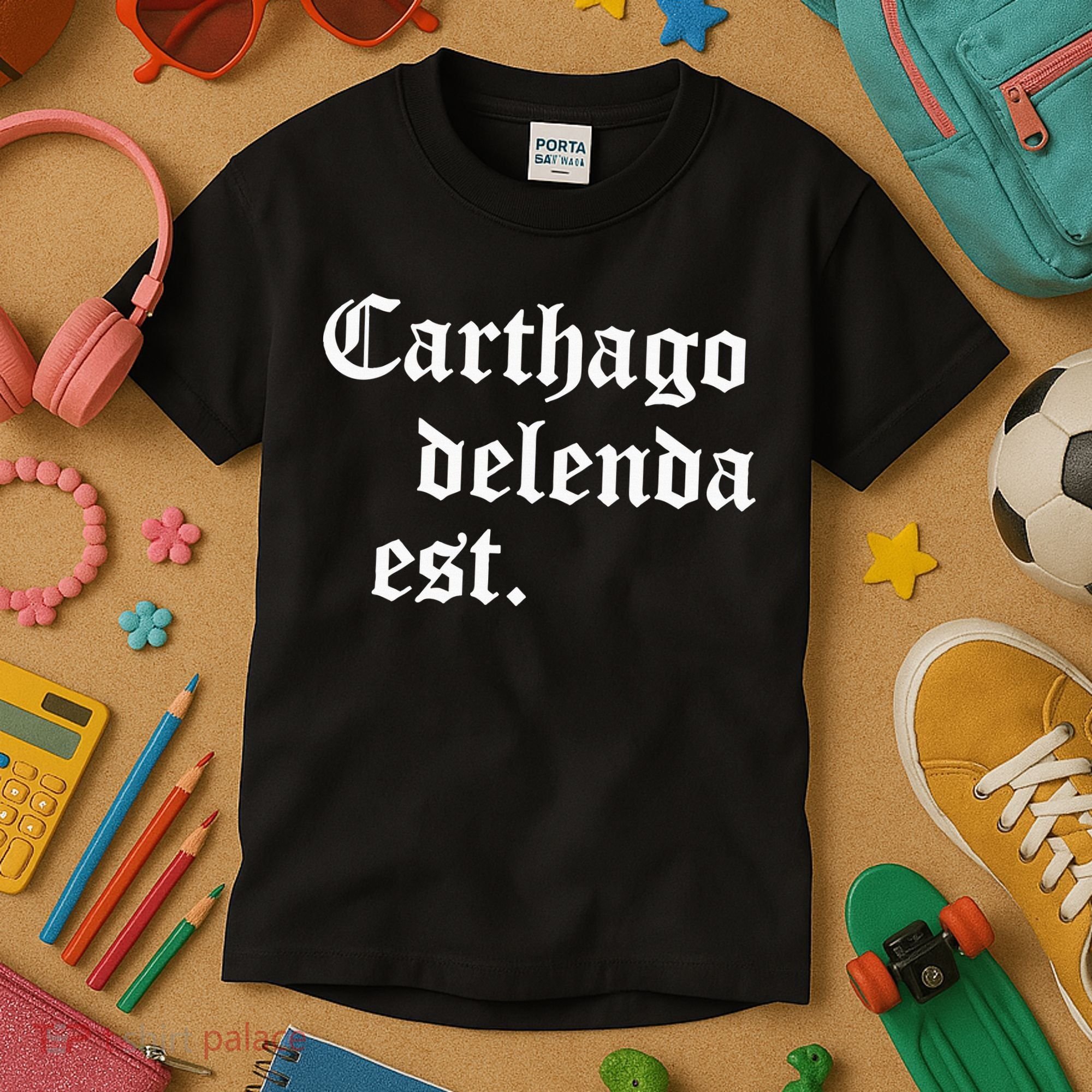 Carthago Delenda Est Latin Phrase Cato Speech Carthage Quote Kids T-Shirt