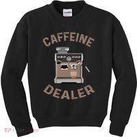 Caffeine Dealer Espresso For Coffee Lover And Barista Kids Sweatshirt thumb 0