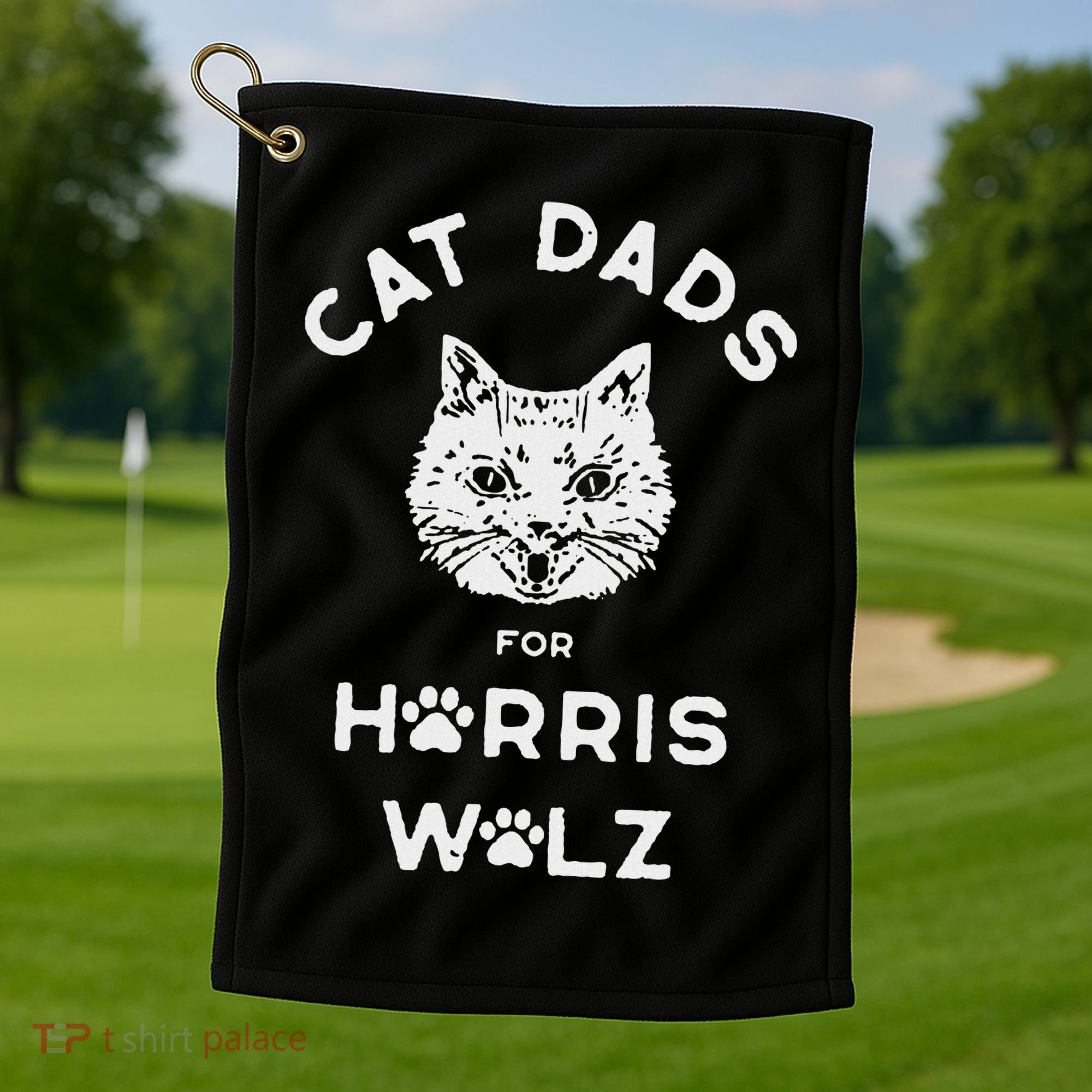 Cat Dads For Harris Walz Golf Towel