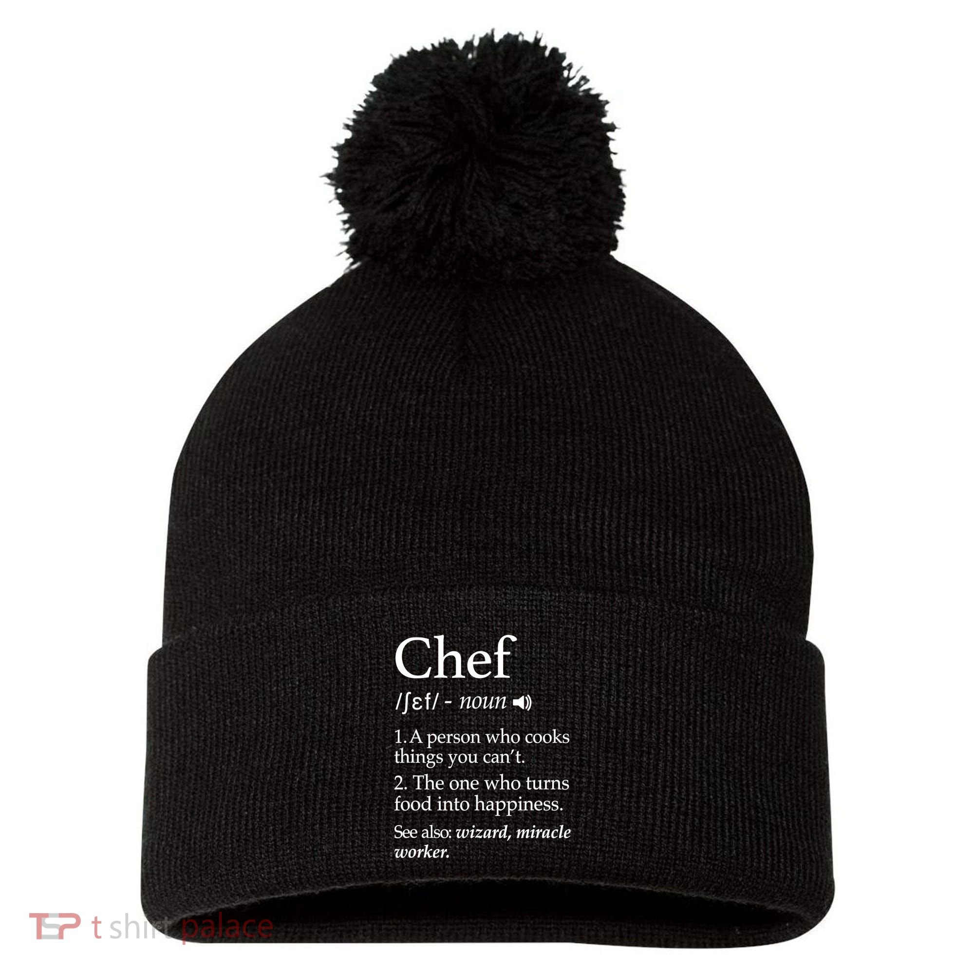 Chef Definition Funny Line Saying Cook Cooking Gifts Chefs TShirt Pom Pom 12in Knit Beanie
