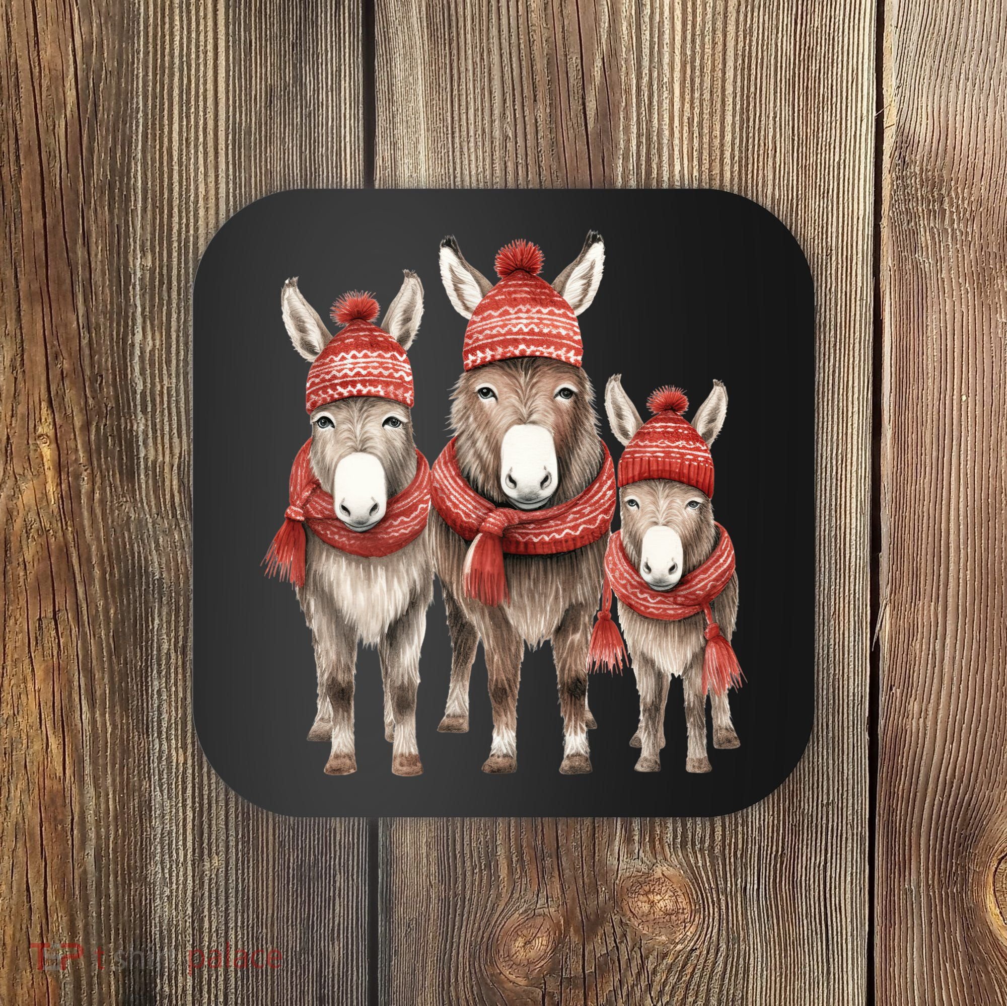 Christmas Donkey Family Matching Outfit Coaster