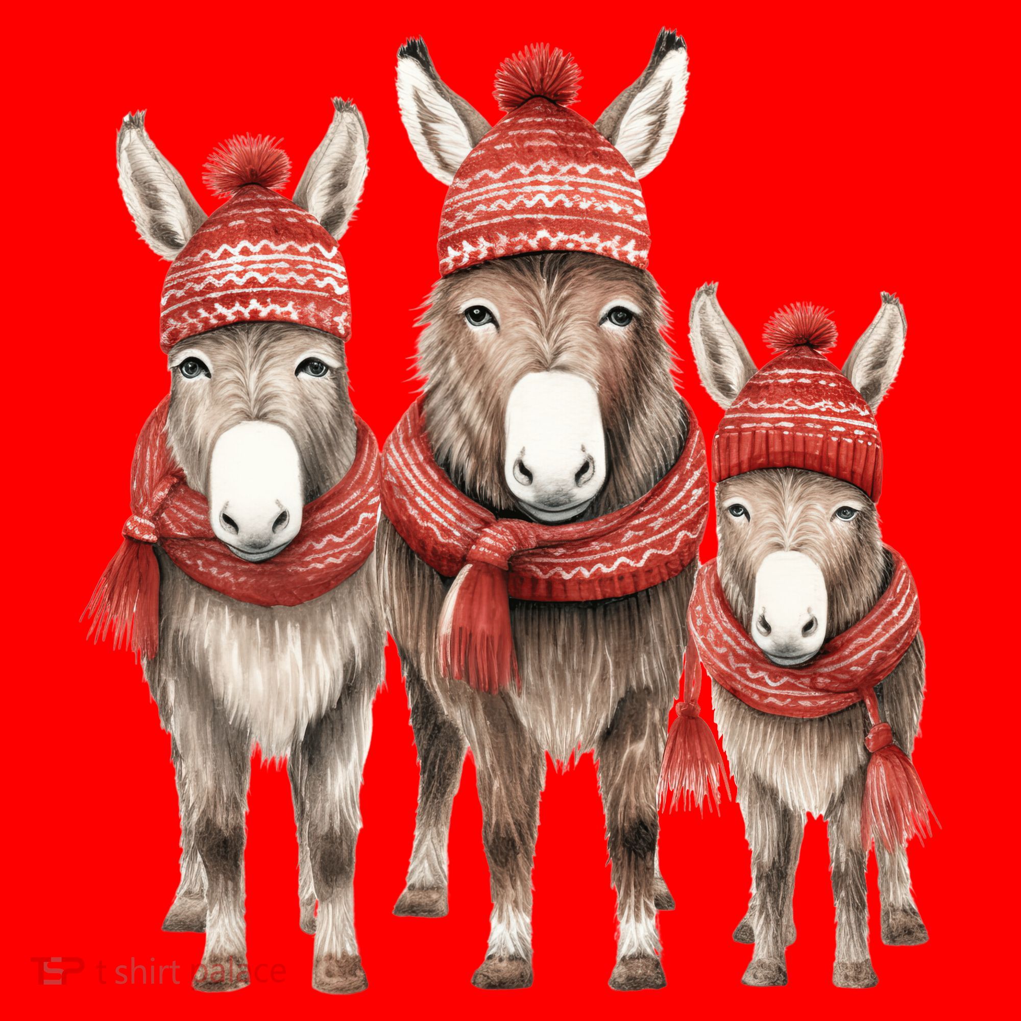 Christmas Donkey Family Matching Outfit Santa Hat