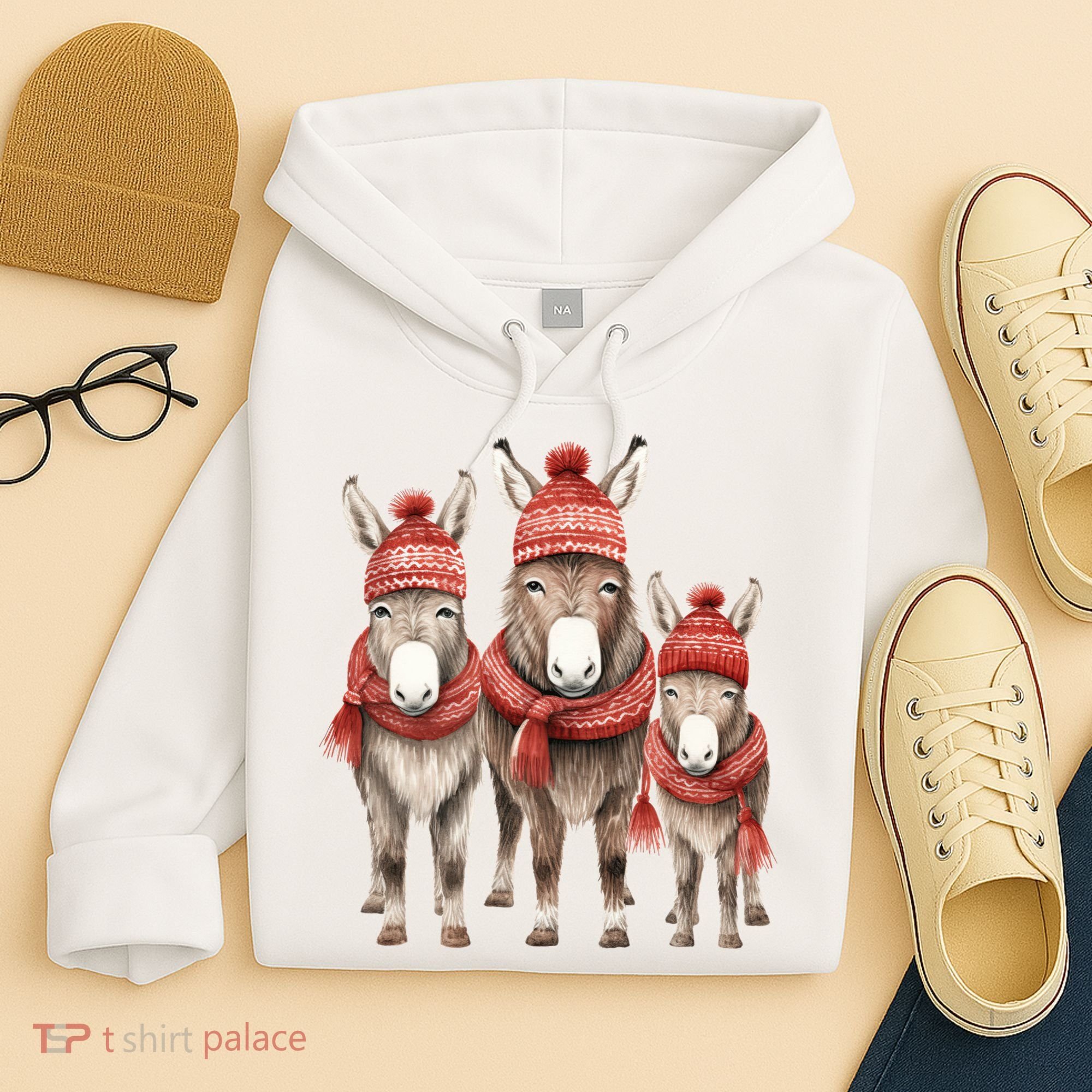 Christmas Donkey Family Matching Outfit Hoodie