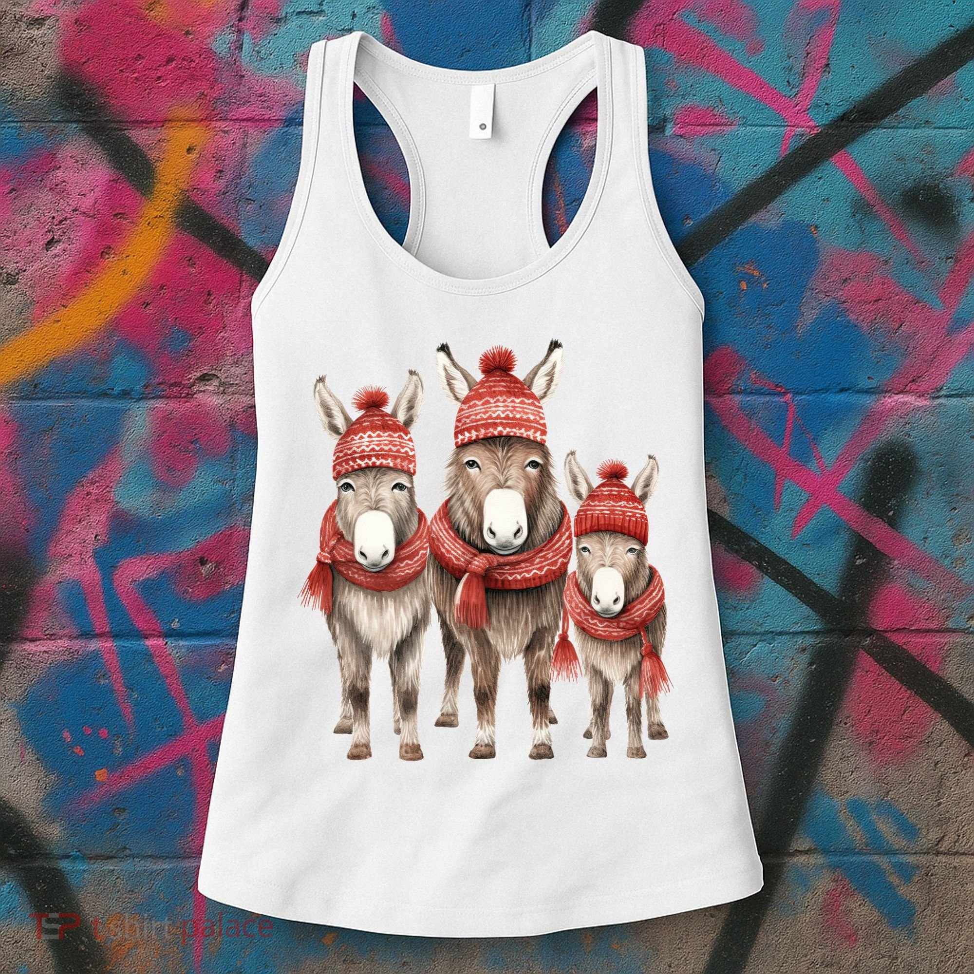 Christmas Donkey Family Matching Outfit Women's Tank Top