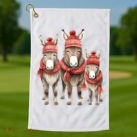 Christmas Donkey Family Matching Outfit Golf Towel thumb 1