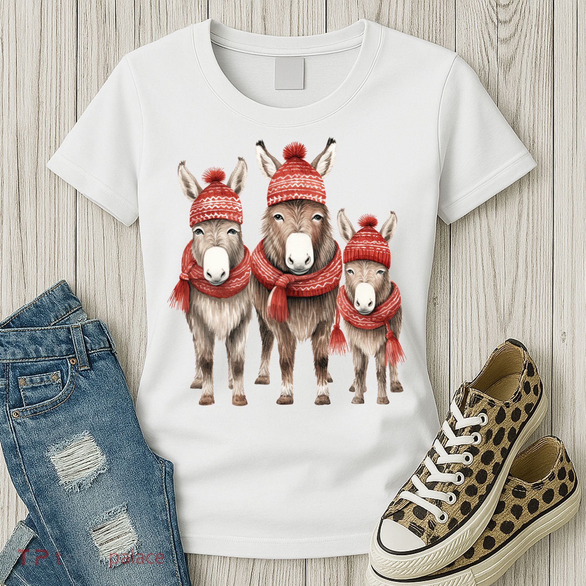 Christmas Donkey Family Matching Outfit Women's T-Shirt