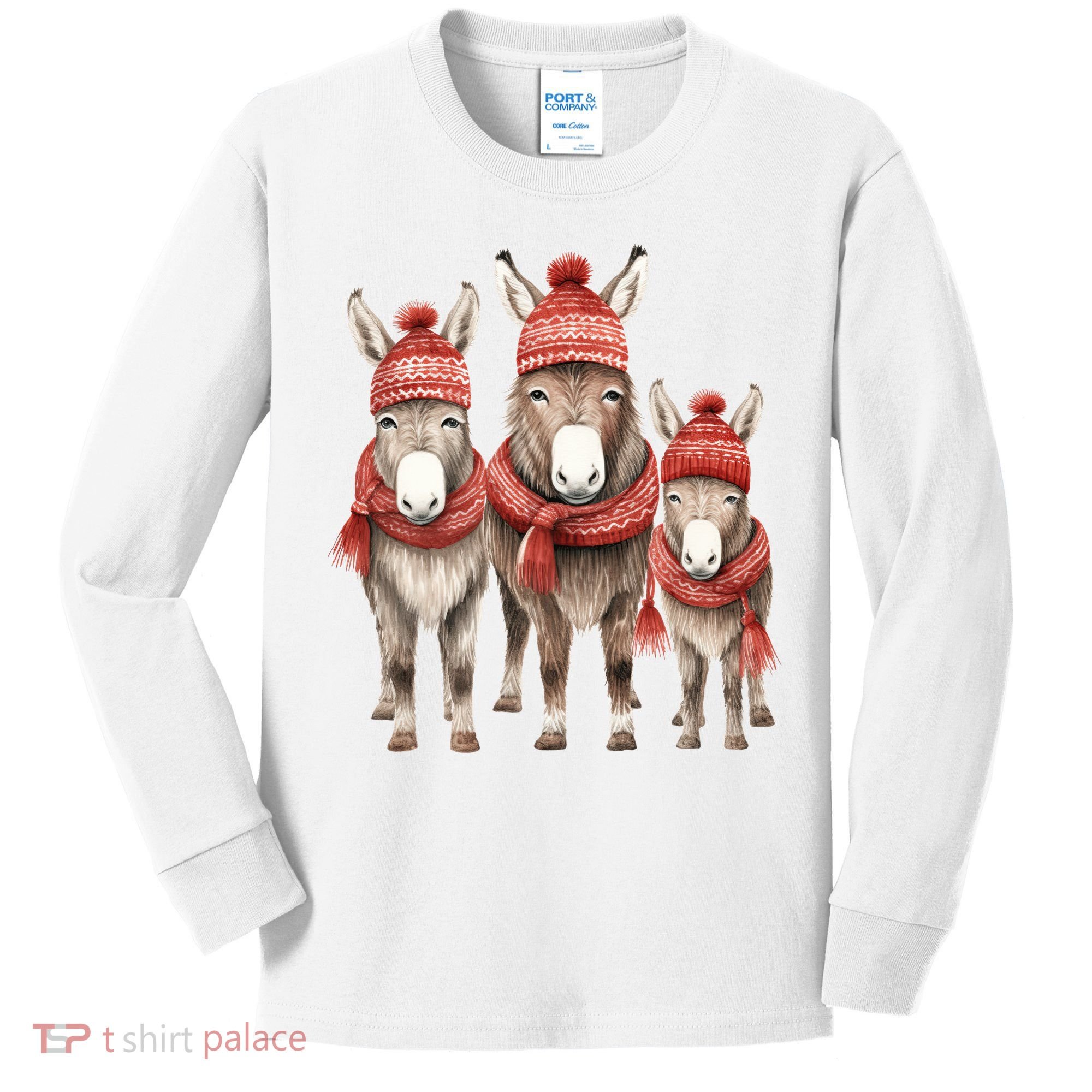 Christmas Donkey Family Matching Outfit Kids Long Sleeve Shirt