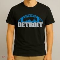 Cool Detroit Football With City T-Shirt thumb 3