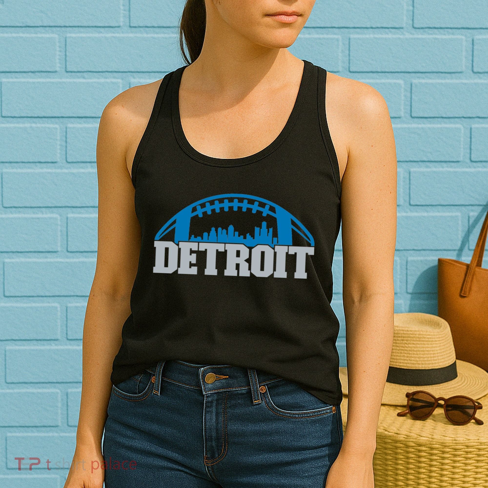 Cool Detroit Football With City Women's Tank Top