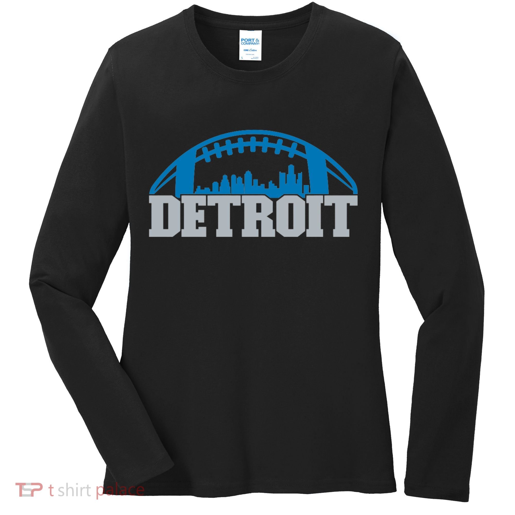 Cool Detroit Football With City Women's Long Sleeve Shirt