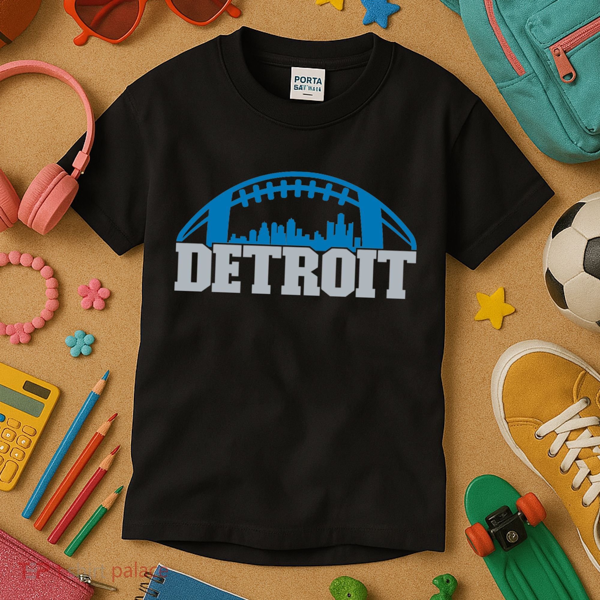 Cool Detroit Football With City Kids T-Shirt