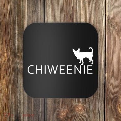 Chiweenie Dog Funny Logo Coaster