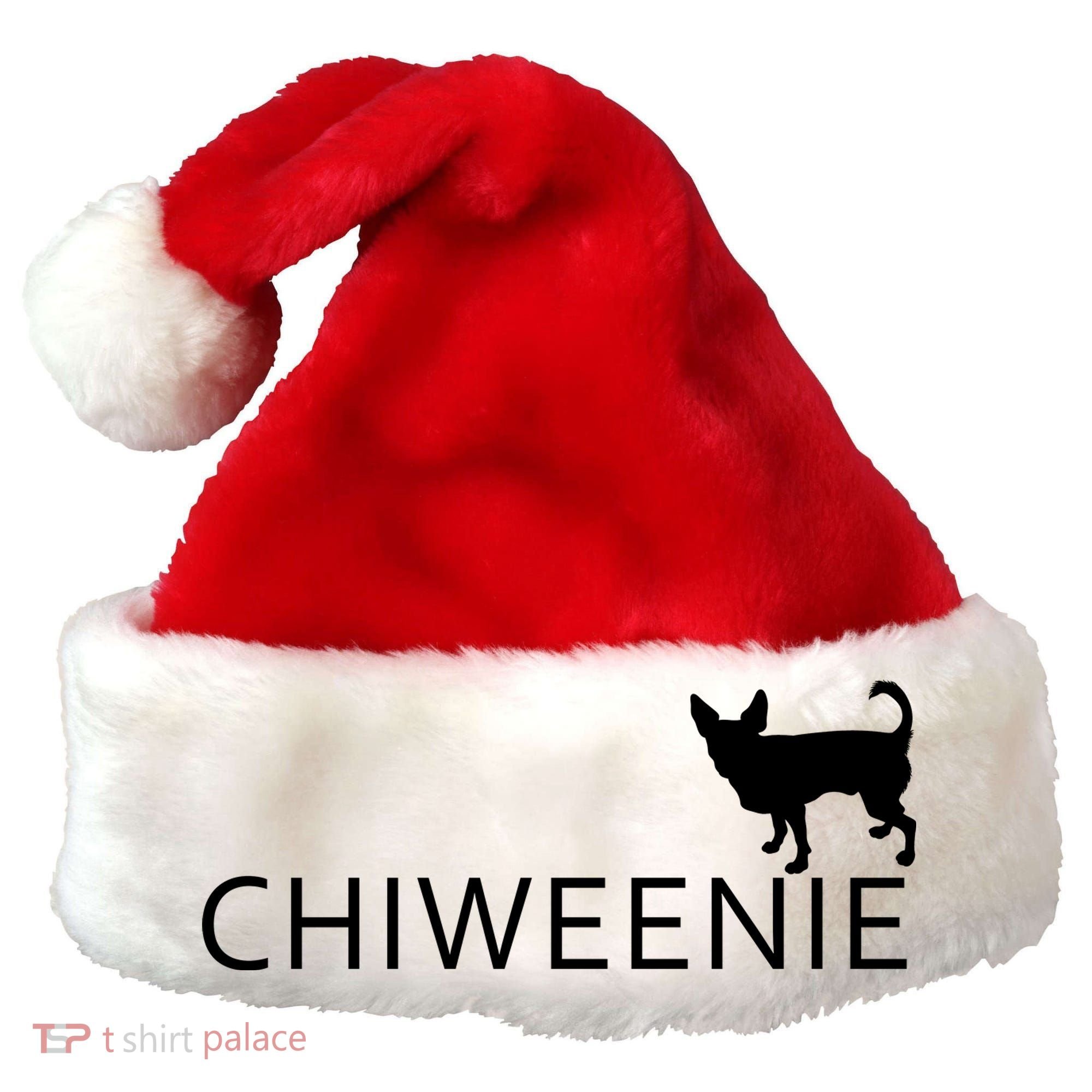 Chiweenie Dog Funny Logo Santa Hat