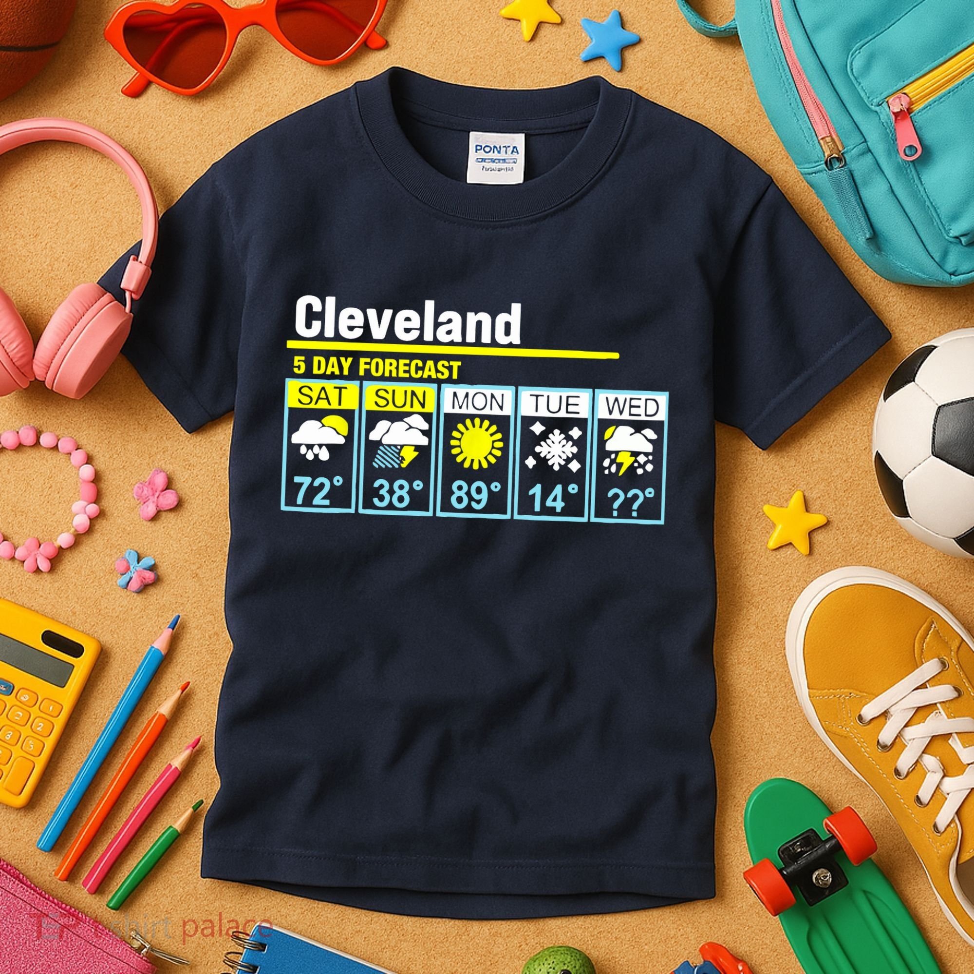 Cleveland-5 Day Forecast Funny Kids T-Shirt